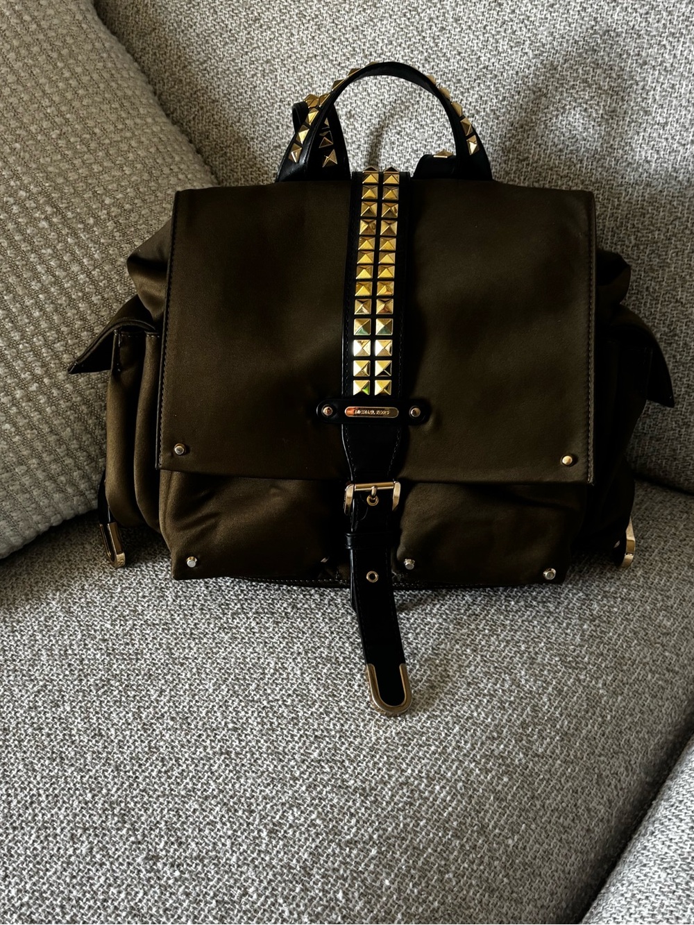 Michael Kors Olive Green Studded Backpack